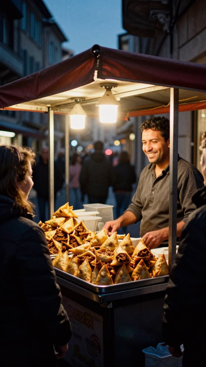 Smiling Customers in Marseille at Late At Night Light in in Marseille, France
