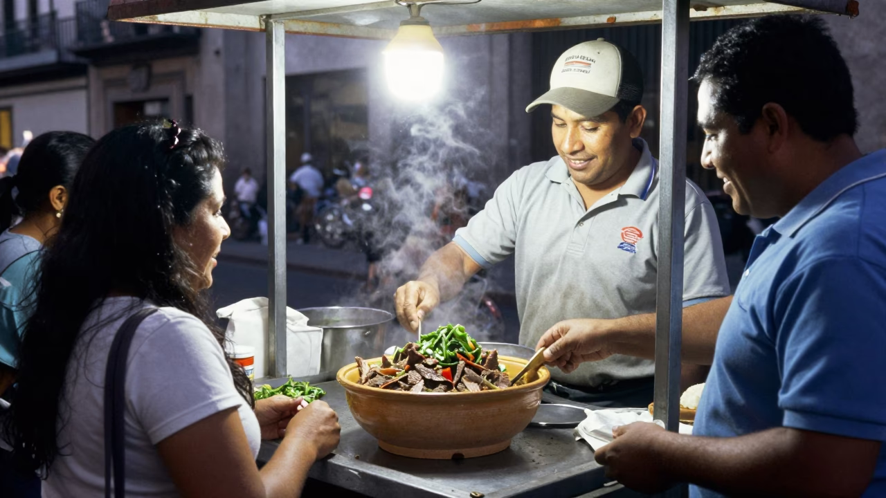 Smiling Customers in Mexico City at Late At Night Light in in Mexico City, Mexico