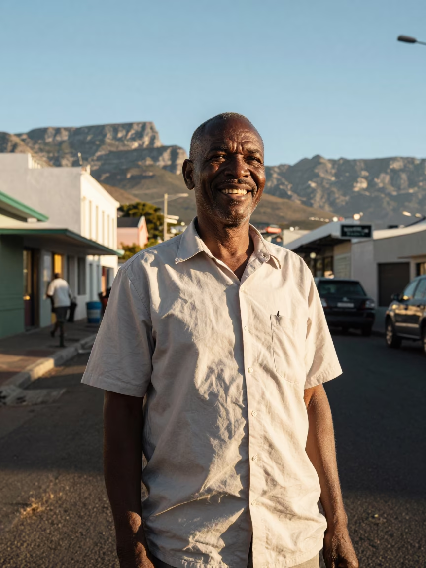 Smiling Local Man Street Scene in Cape Town in in Cape Town, South Africa