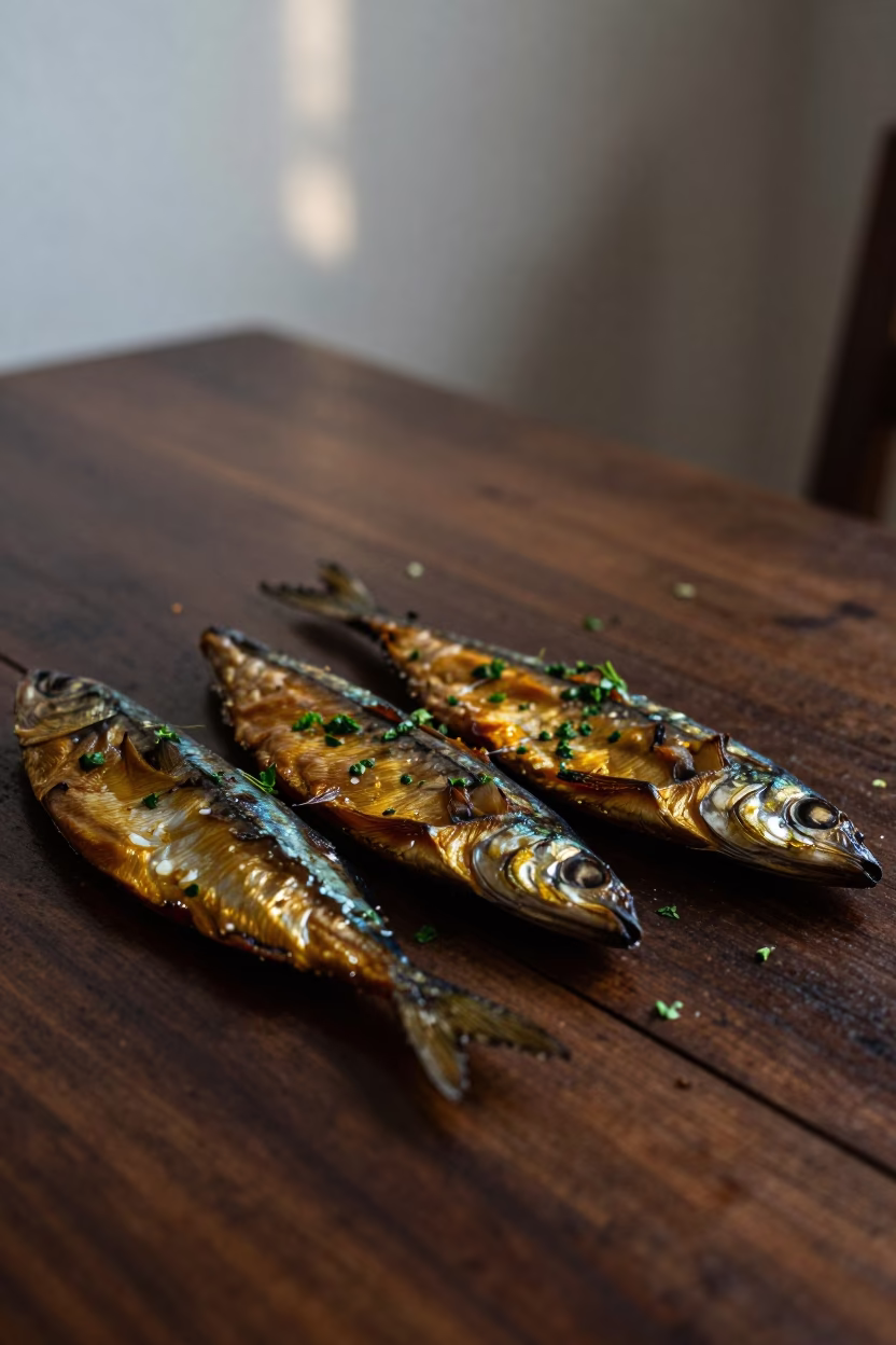 Smoked Fish and Herbs on Nadi Table in on a rustic wooden table in Nadi
