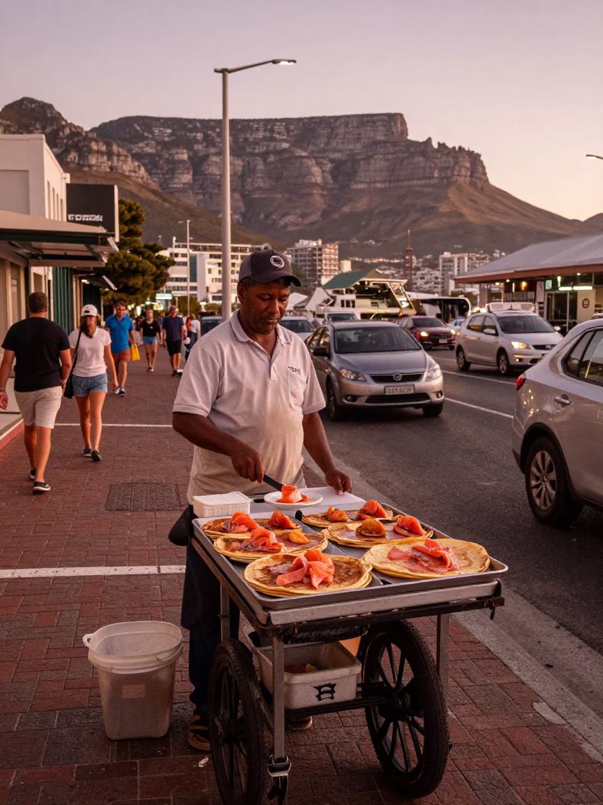 Smoked Salmon in Cape Town at Copper-toned Light Before Dusk in in Cape Town, South Africa