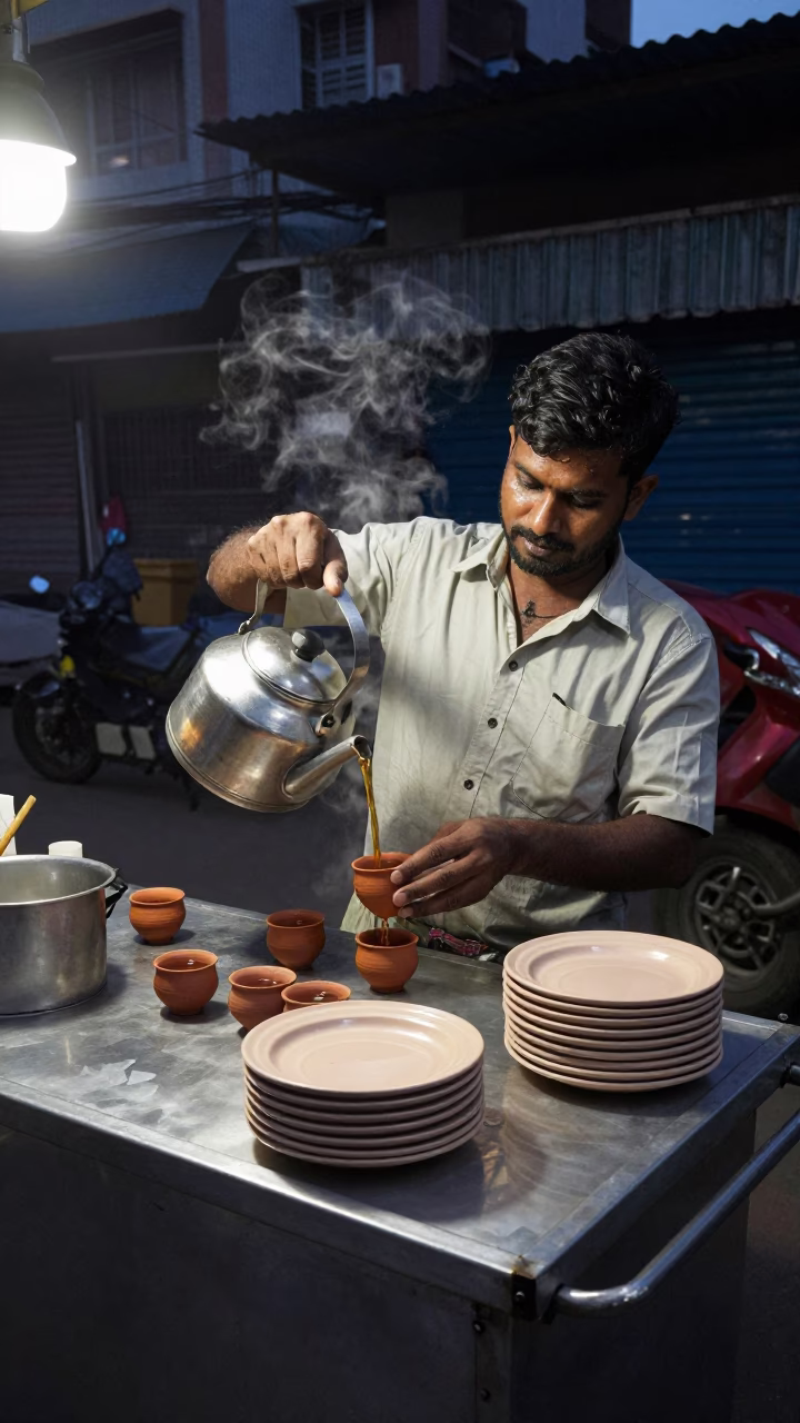 Snacks in Hyderabad at The Predawn Darkness Light in in Hyderabad, India