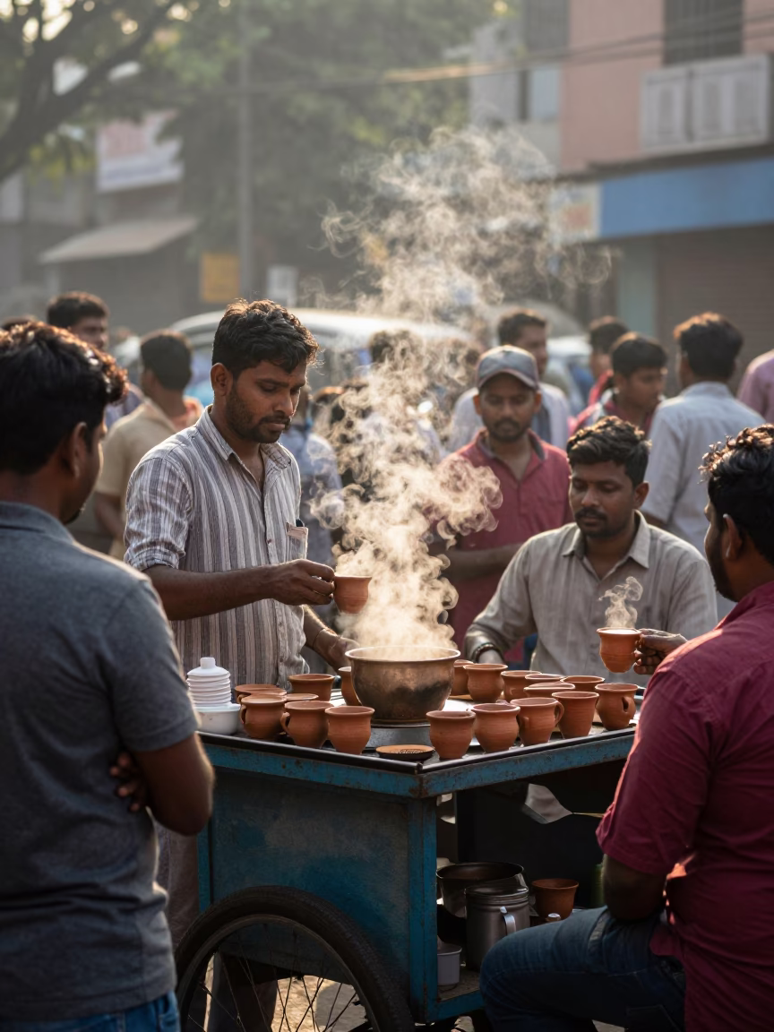 Snacks just after sunrise in Mumbai in in Mumbai, India