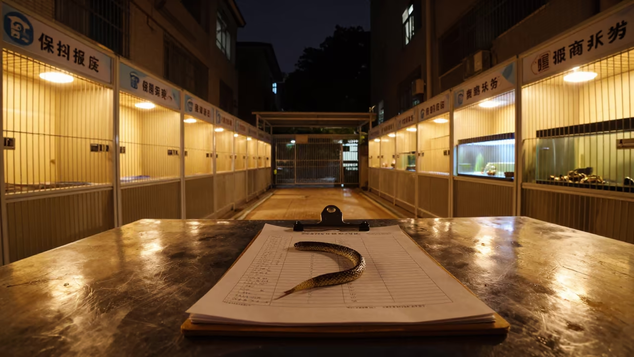 Snake Shed Clipboard Midnight Kennel Guangzhou in in a boarding kennel corridor in Guangzhou
