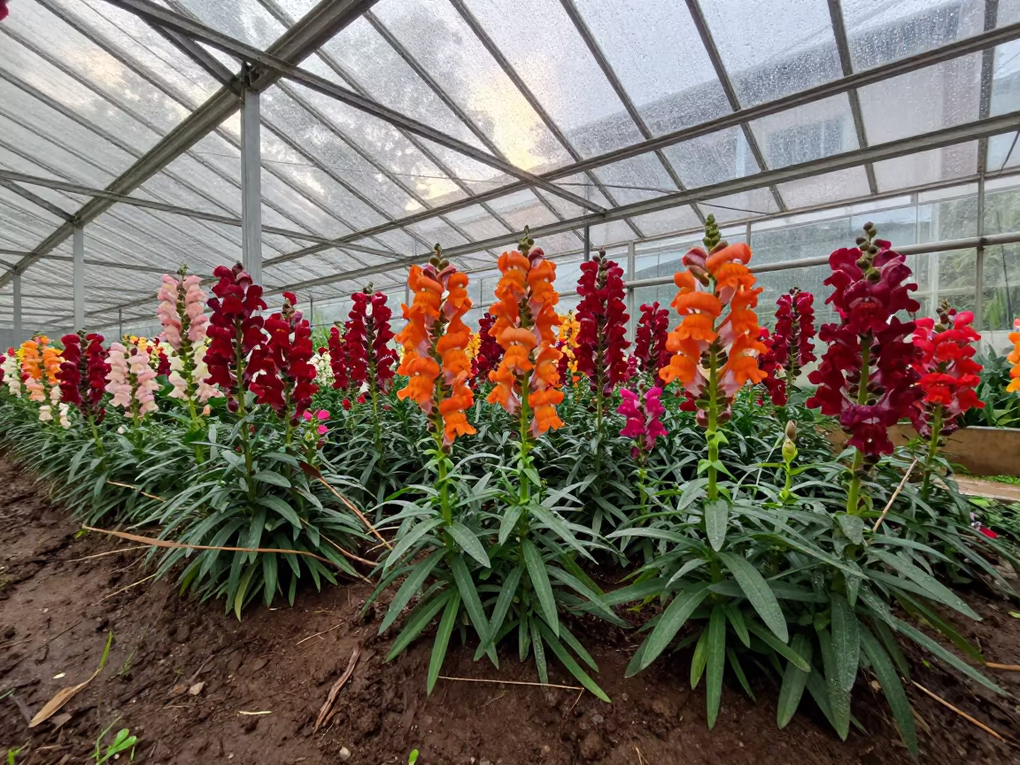 Snapdragon Border in Glass Arcade in inside a glass-roofed arcade in Abengourou