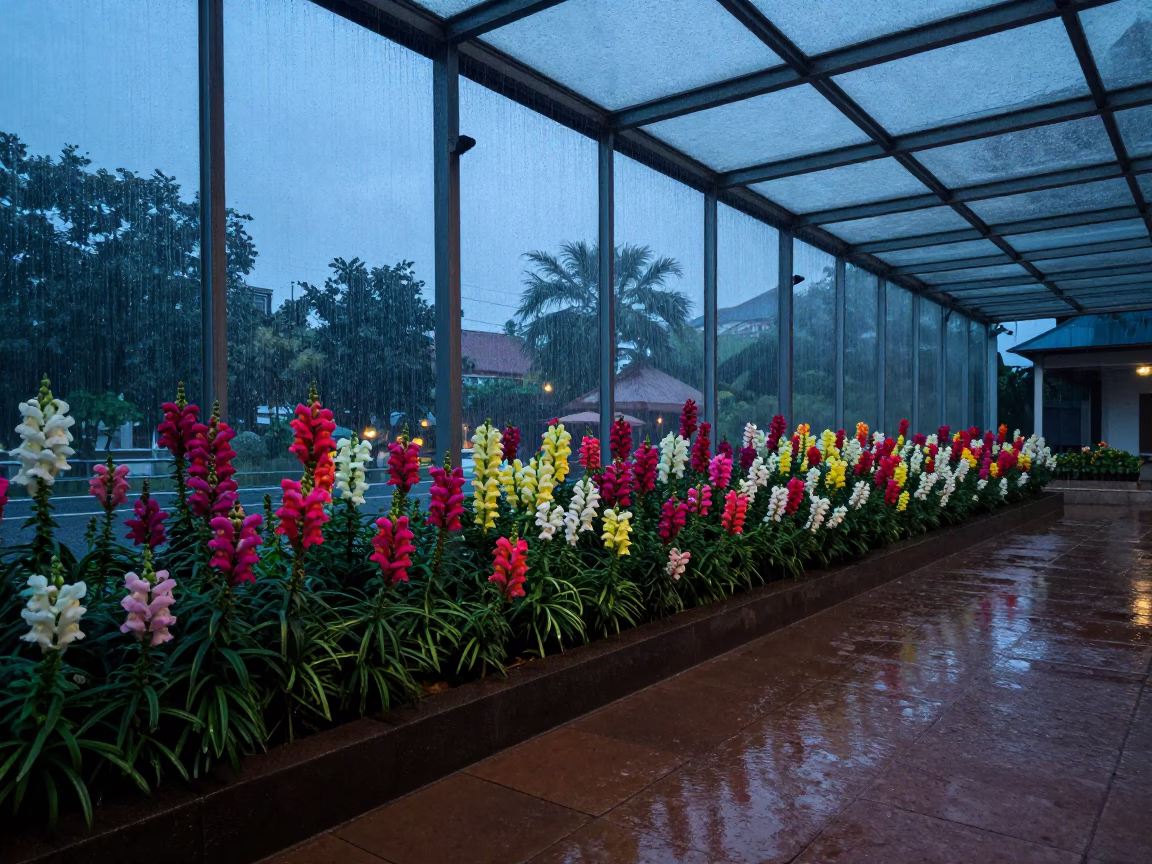 Snapdragon Border in Vientiane Glass Arcade Twilight in inside a glass-roofed arcade in Vientiane