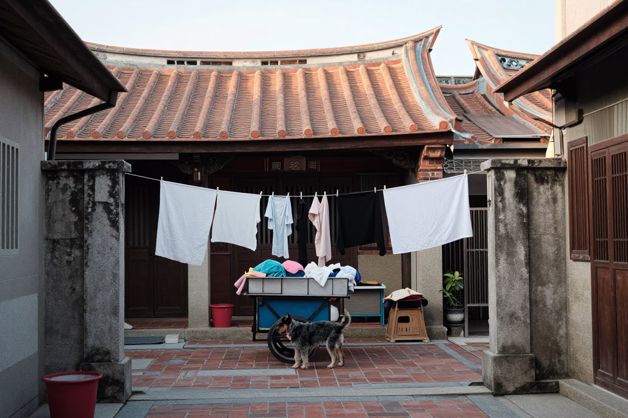 Sniffing Laundry in Tainan in in Tainan, Taiwan