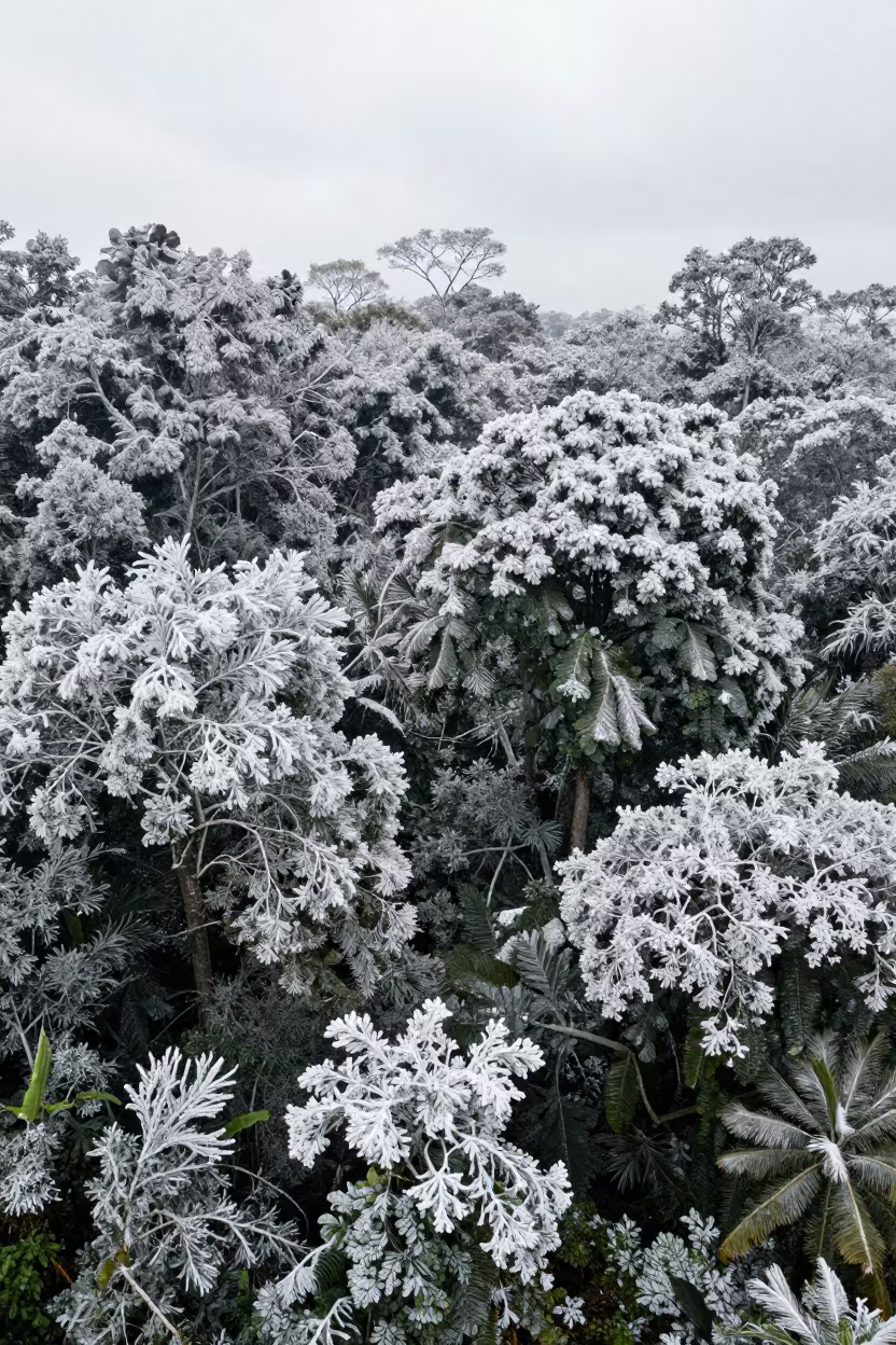 Snow Blanket Over Tropical Forest Near Sao Paulo in near São Paulo