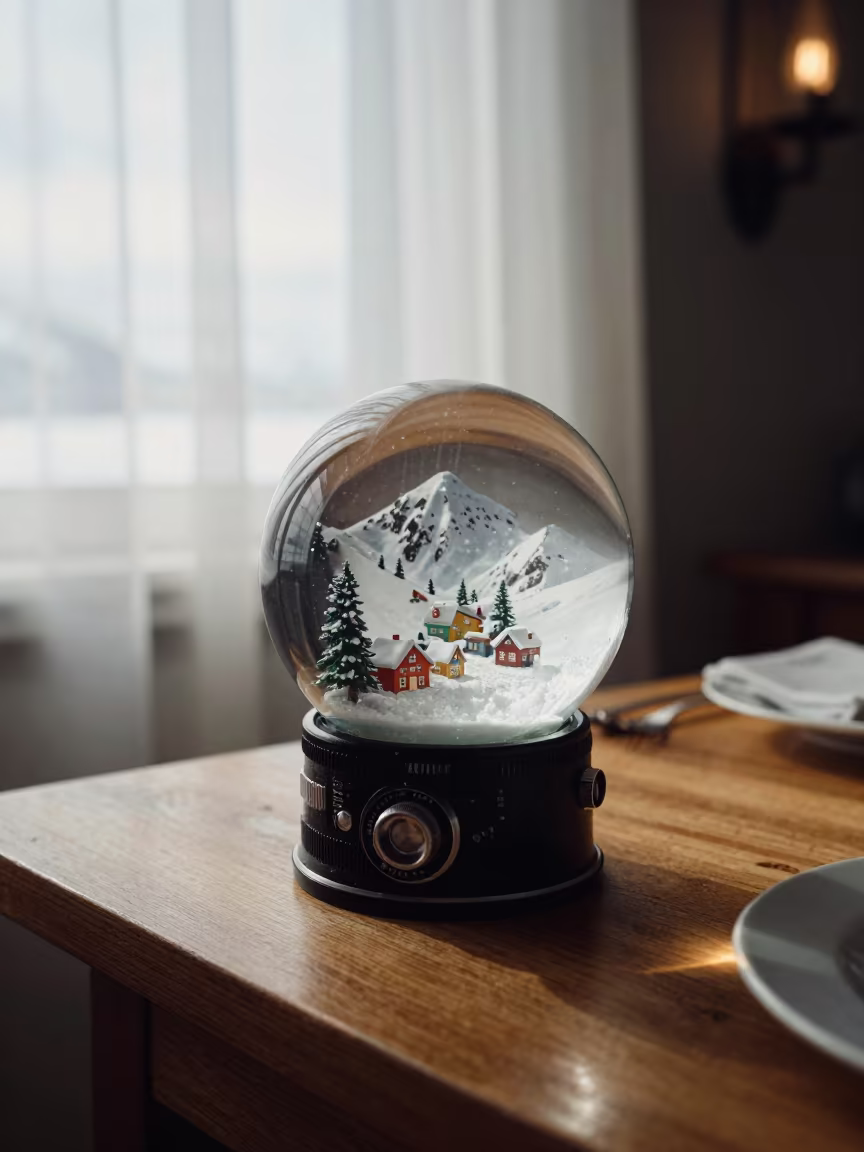 Snow Globe Village Anchorage Breakfast Nook in in a breakfast nook near Anchorage