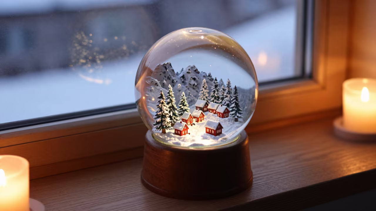 Snow Globe Village on Sapporo Window Seat in on a window seat in Sapporo