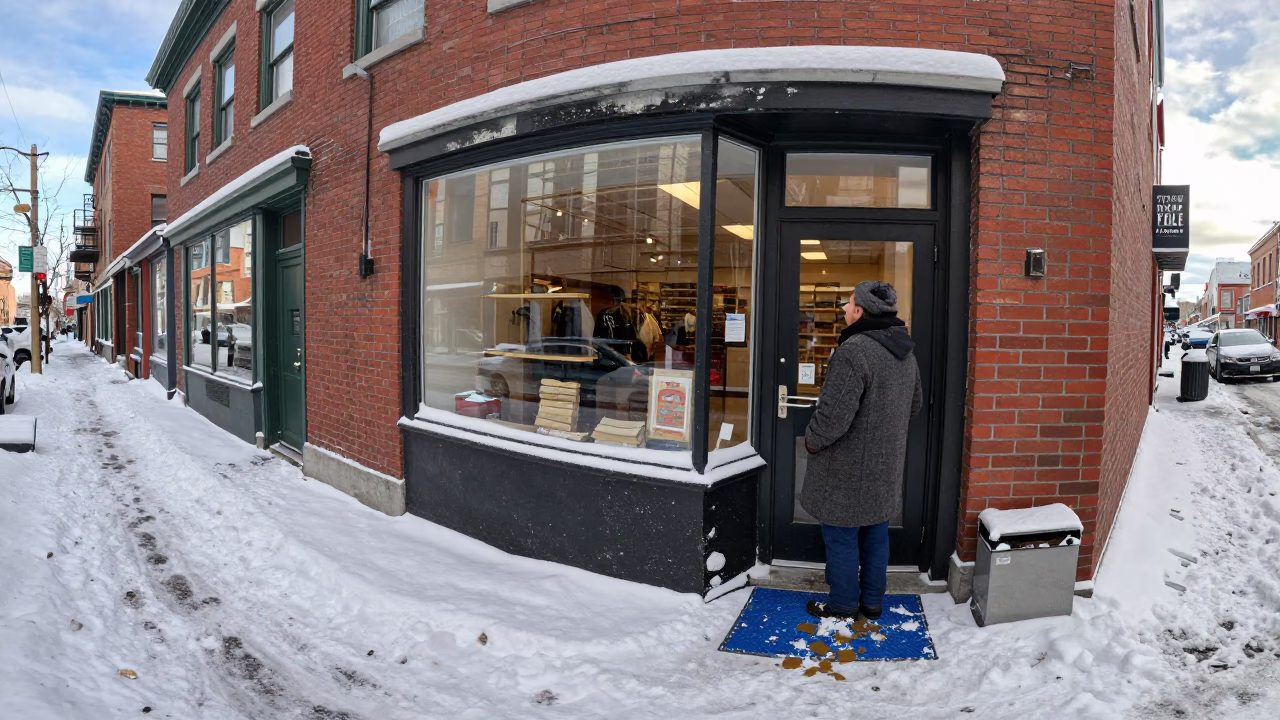 Snow-melted Street in Montreal in in Montreal, Quebec, Canada