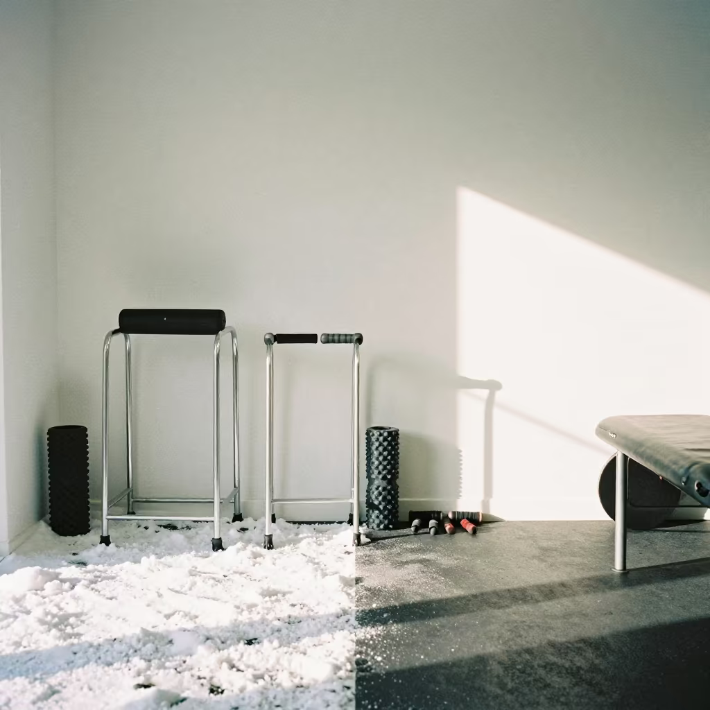 Snow and Sunshine Recovery Lounge in inside a recovery lounge beside foam rollers in Perth