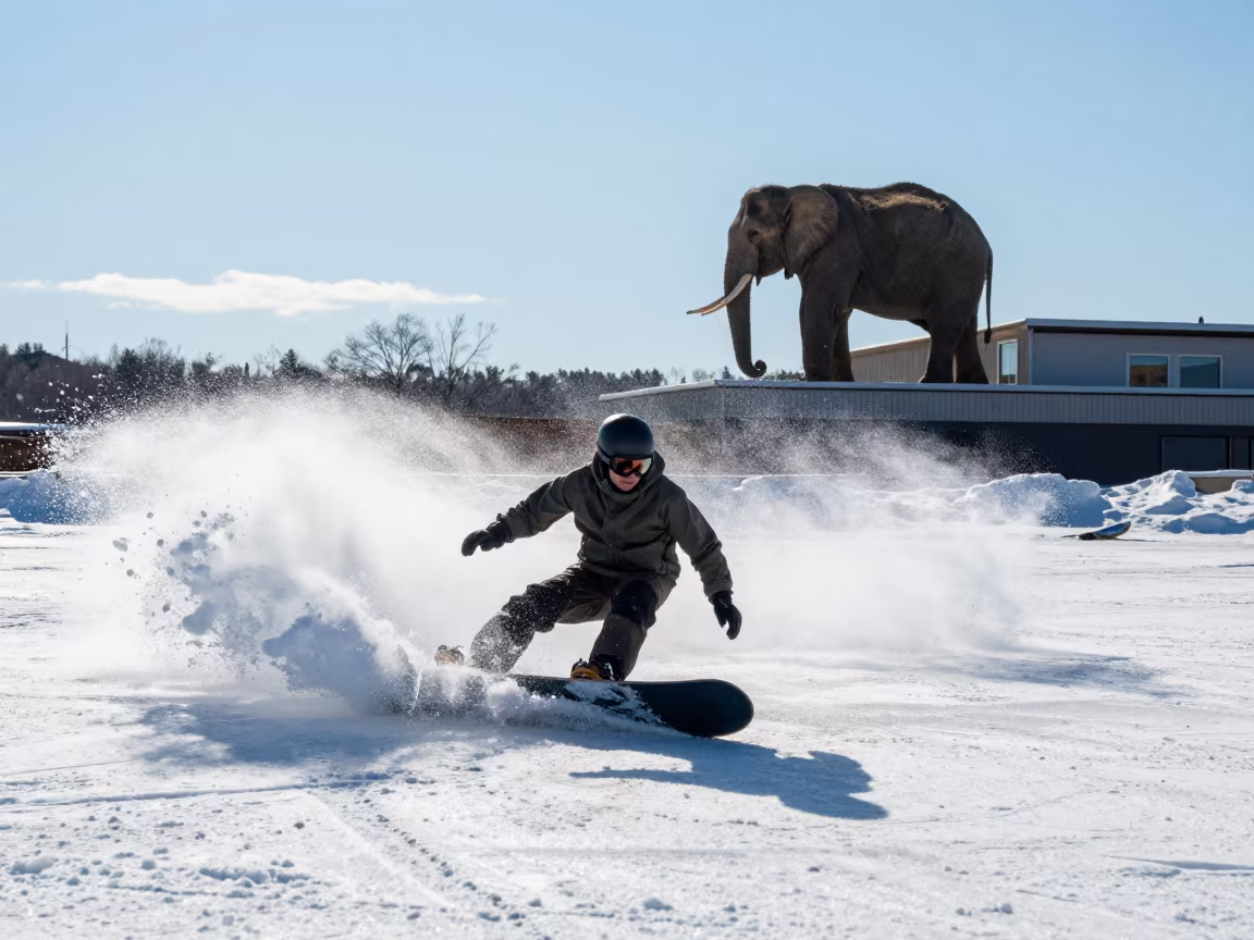 Snowboarder Edge Ice Beach Elephant Rooftop in along a beach near Whitehorse