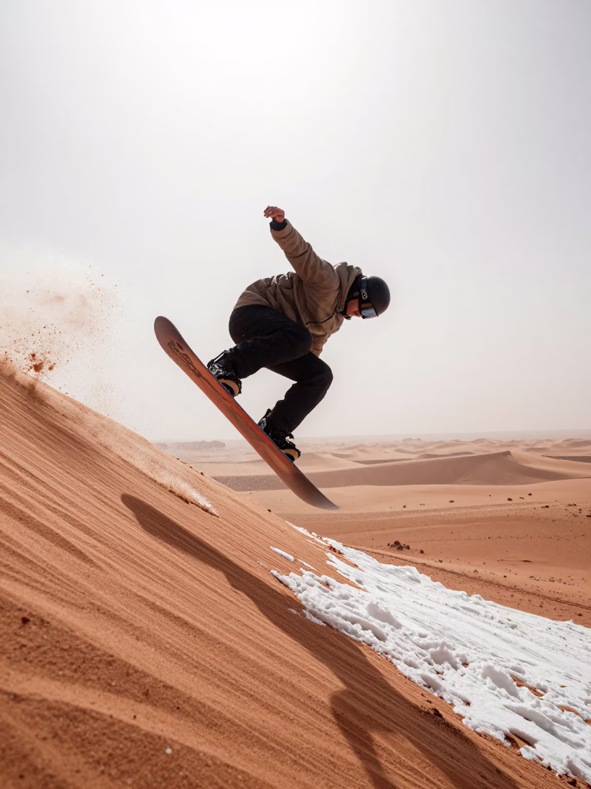 Snowboarder Nose Grab Frontside Air Muscat Hillside in on a hillside near Muscat
