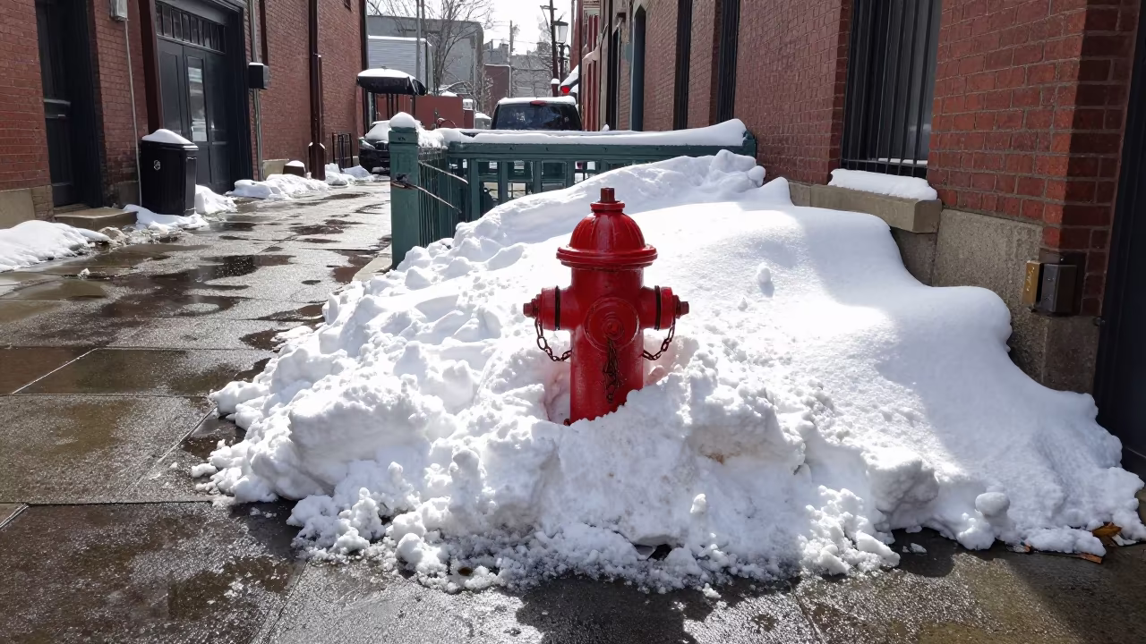 Snowdrift Fire Hydrant in Nashville Summer Drizzle in outside a metro entrance in Marathon Village, Nashville