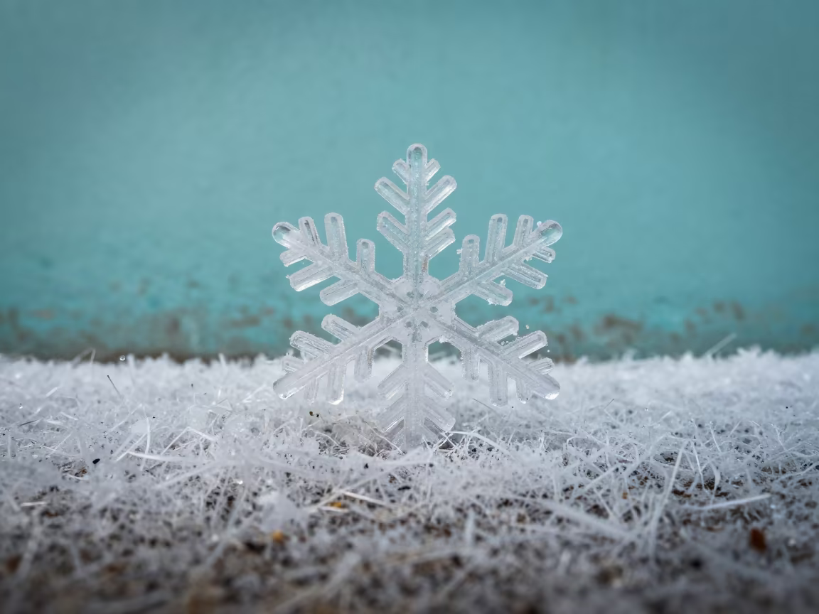 Snowflake on Wool Turquoise Wall Seoul in against weathered turquoise paint in Mangwon, Seoul
