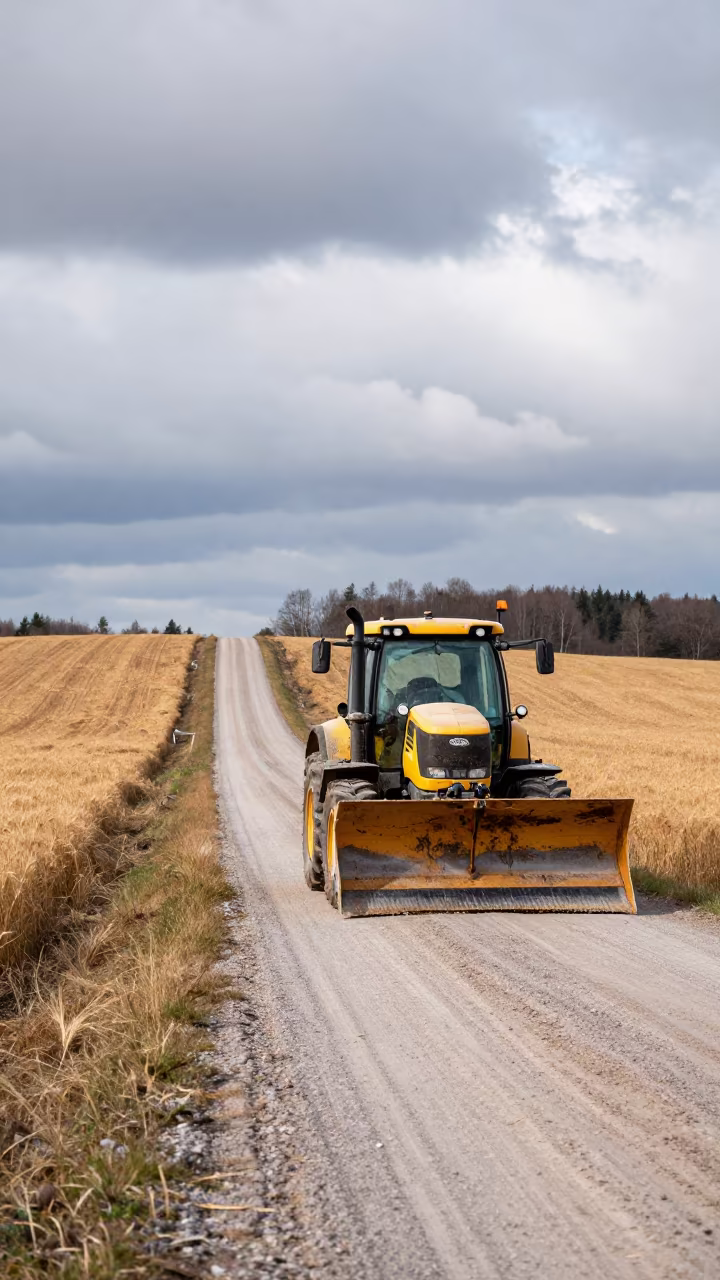 Snowplow on Wheat Fields Near Sodermalm in along a switchback approach near Sodermalm, Stockholm
