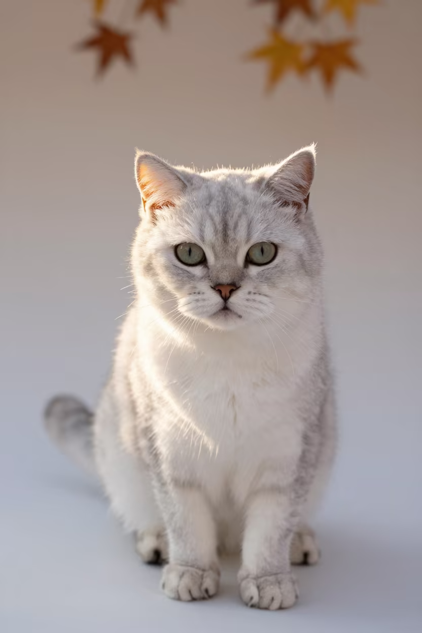 Snowshoe Cat Portrait in Urumqi Studio in in a quiet portrait studio with a plain backdrop and eye-level framing near Urumqi
