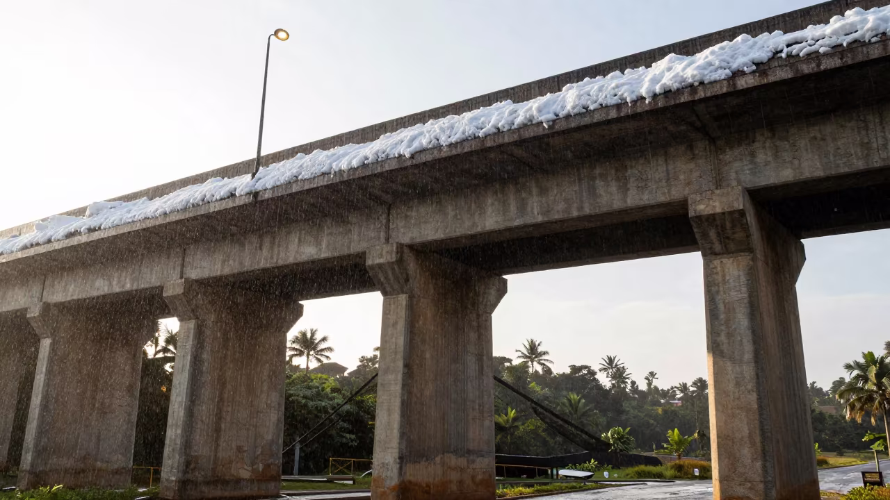 Snowy Monsoon Viaduct Gweru After Storm in beneath a bridge span near Gweru