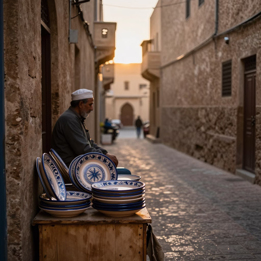 Soap Residue in Fez at First Light Of Dawn in in Fez, Morocco