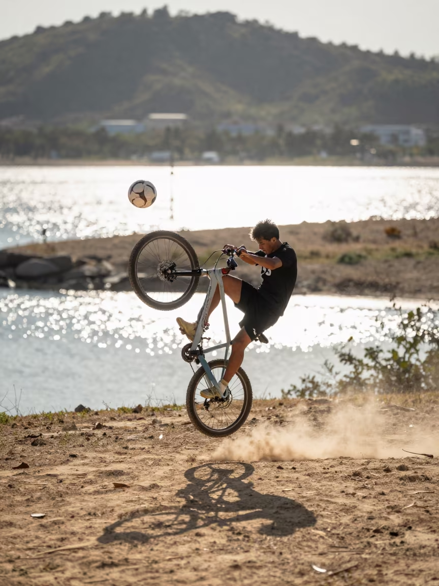 Soccer Forward Bicycle Kick Near Nha Trang in on a hillside near Nha Trang