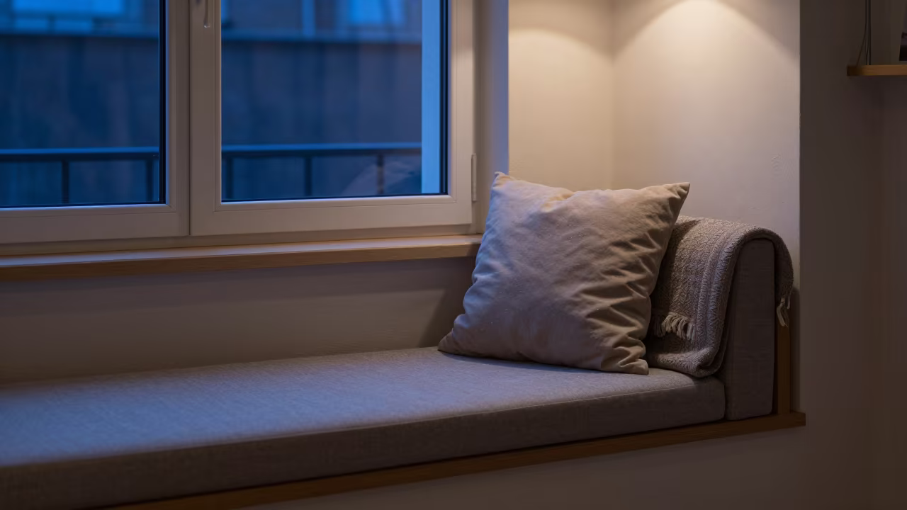 Sofa Arm Pillow on Baghdad Reading Nook in on a reading nook cushion in Baghdad