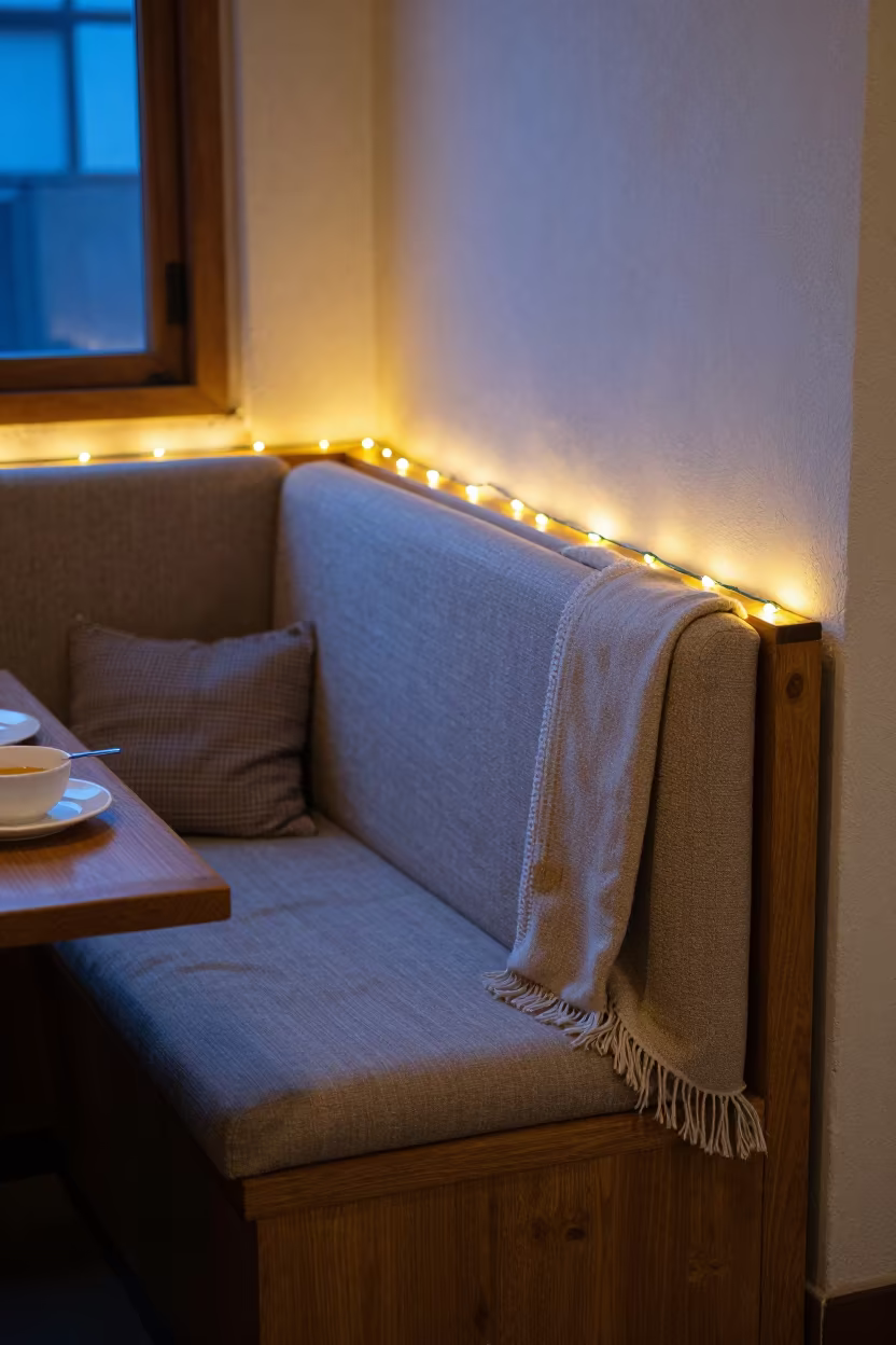 Sofa Arm Pillow in Taourirt Breakfast Nook in in a breakfast nook in Taourirt