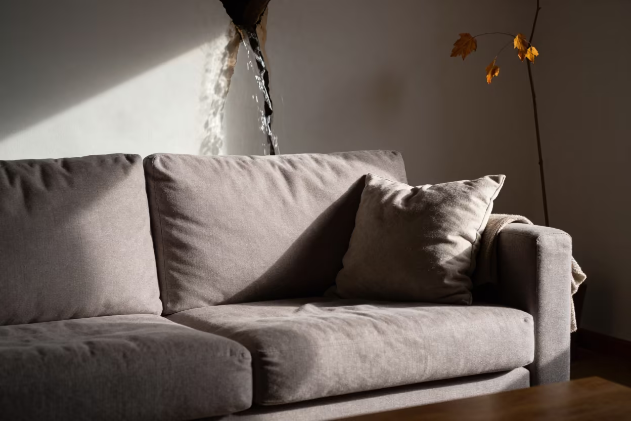 Sofa Arm Pillow Waterfall in Piacenza Room in in a sunlit living room in Piacenza