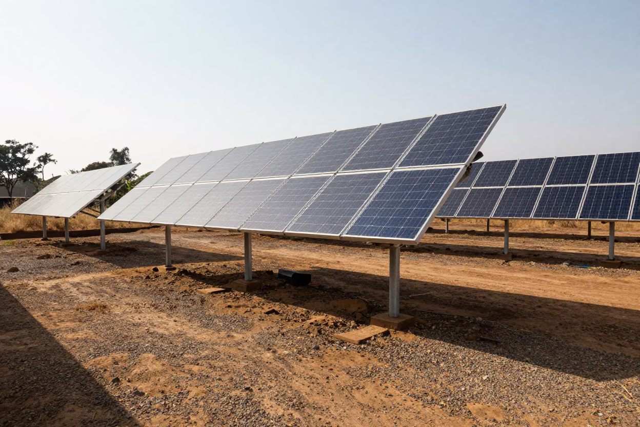 Solar Array Installation Site in Nairobi Kenya Early Afternoon Gravel Landscape in in Nairobi, Kenya