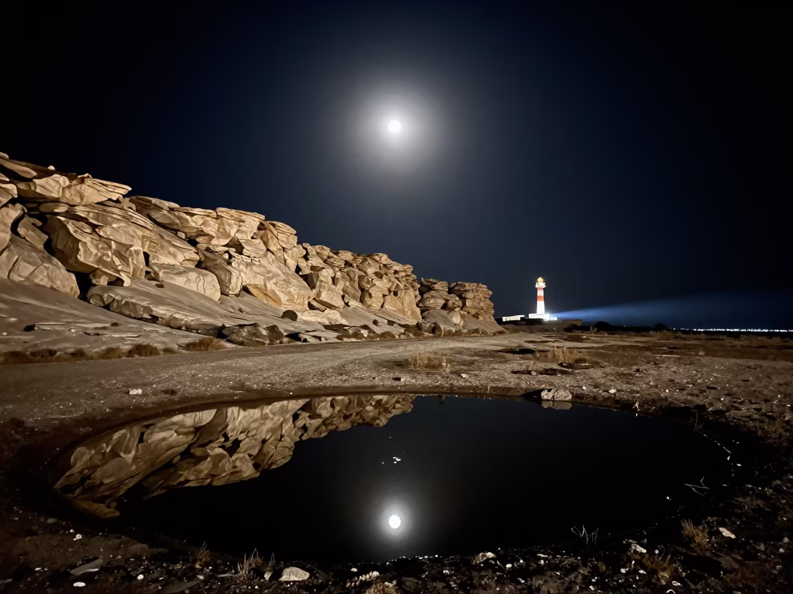 Solar Eclipse Totality Over Greek Desert Escarpment in beneath a wind-cut desert escarpment in Greece