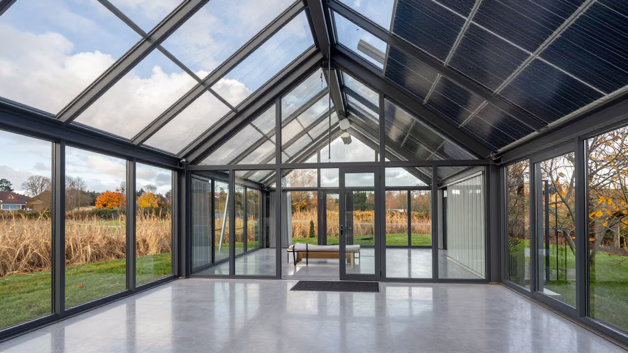 Solar Eco House in Wolverhampton Atrium in inside a vaulted atrium near Wolverhampton