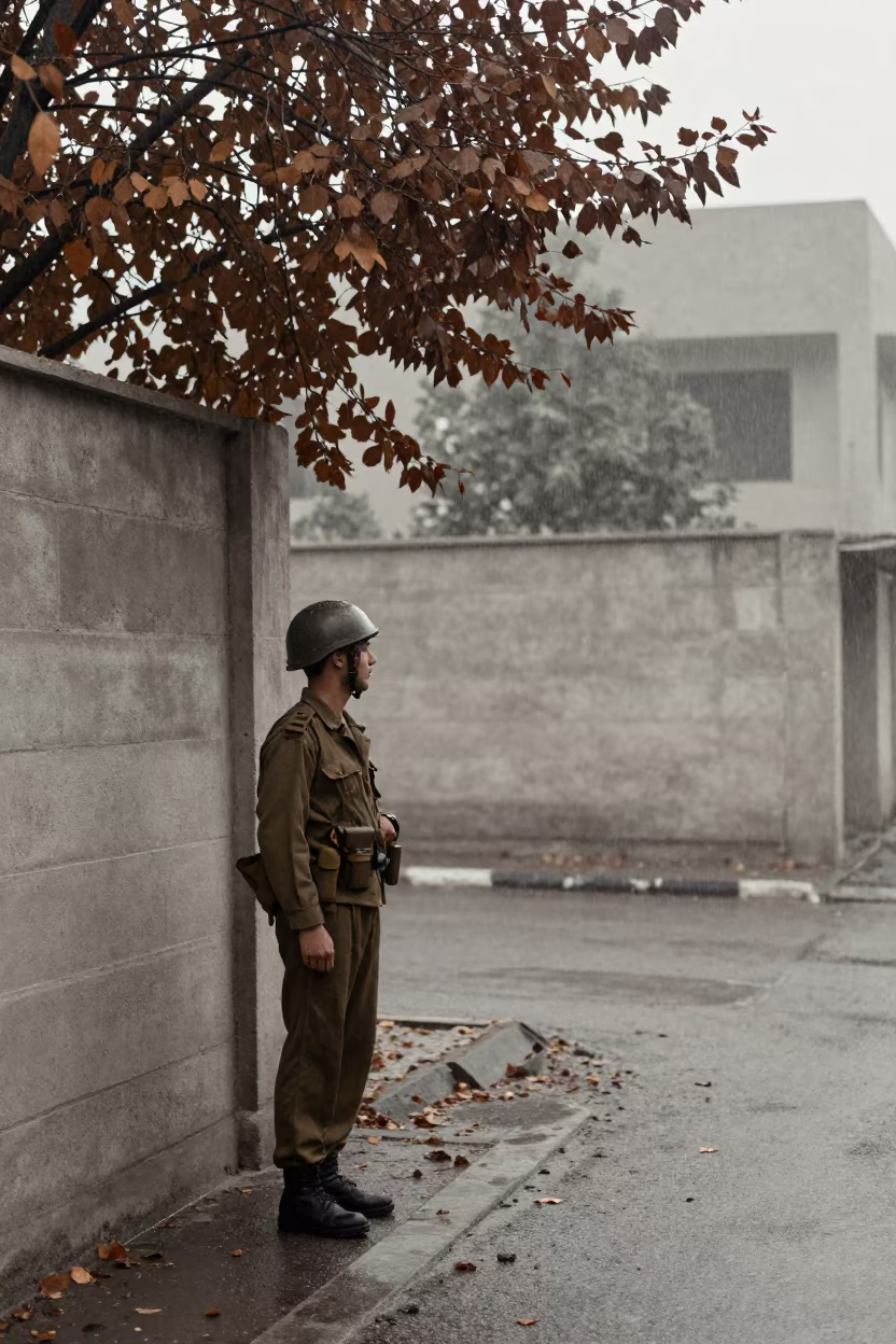 Soldier Standing Watch in Fallujah Dawn in in Fallujah