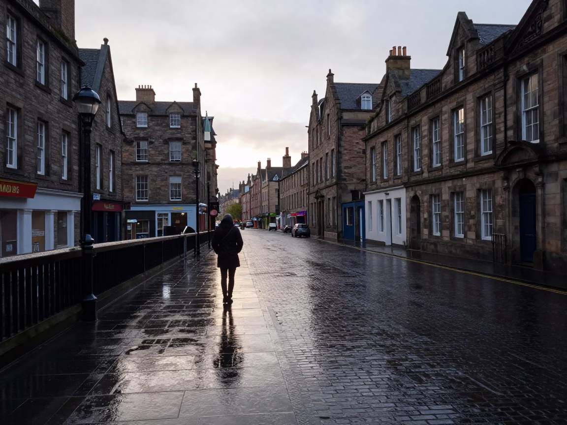 Solitary Figure in Edinburgh in in Edinburgh, United Kingdom