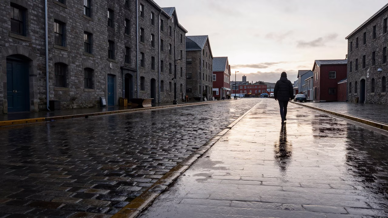 Solitary Figure in Halifax in in Halifax, Nova Scotia, Canada