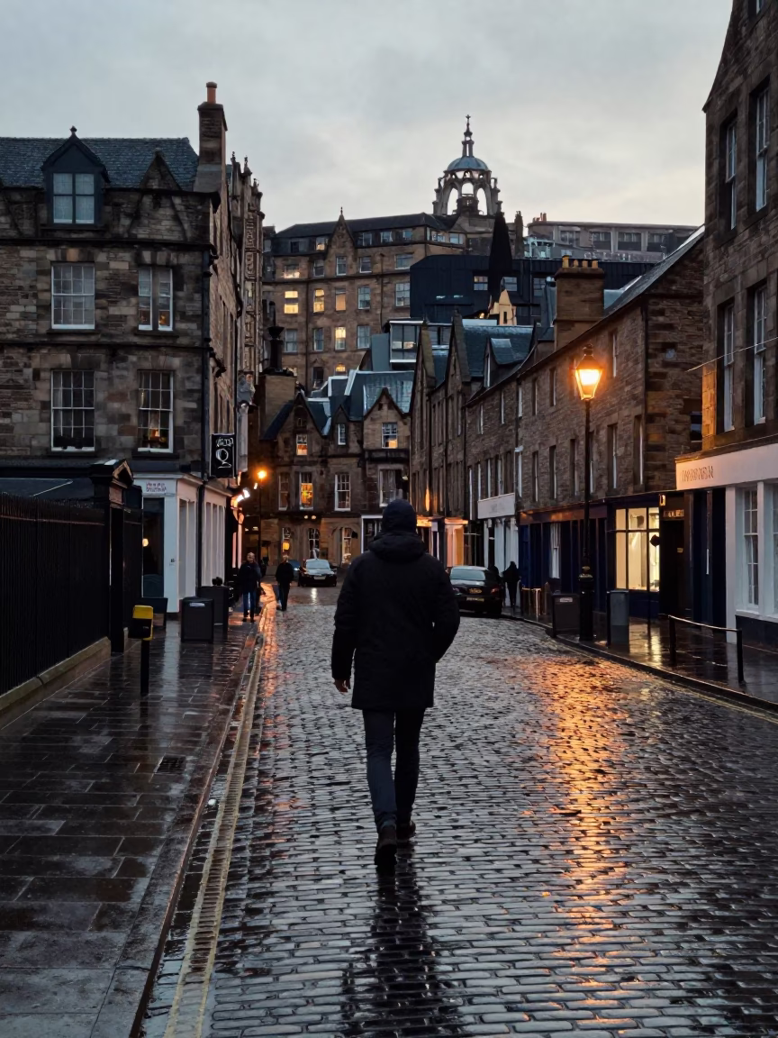 Solitary Walker in Edinburgh in in Edinburgh, United Kingdom