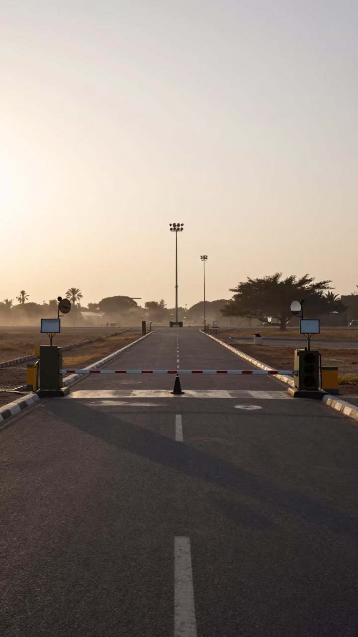 Somalia Military Checkpoint Silhouette Evening Fog in on a parade ground in Somalia