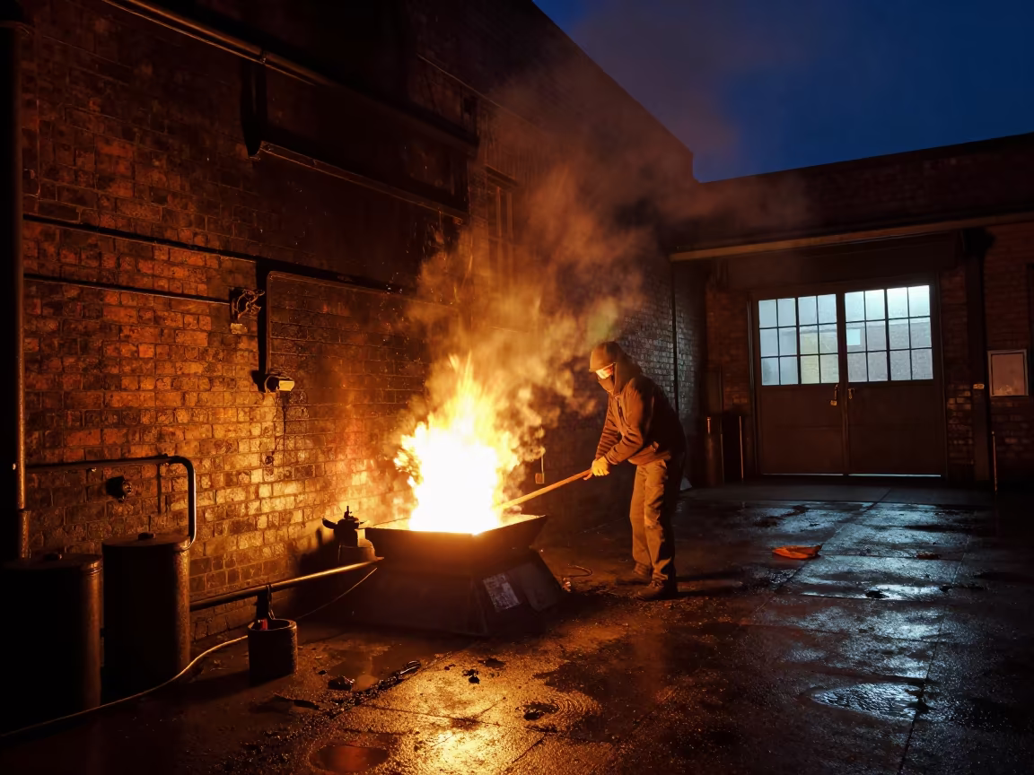 Soot-Brick Forge Fire at Hull Dock in at a loading dock near Kingston upon Hull