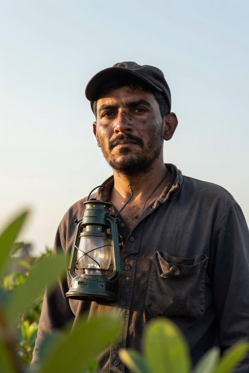 Soot Streaked Miner Portrait Godoy Cruz Sunrise in in Godoy Cruz