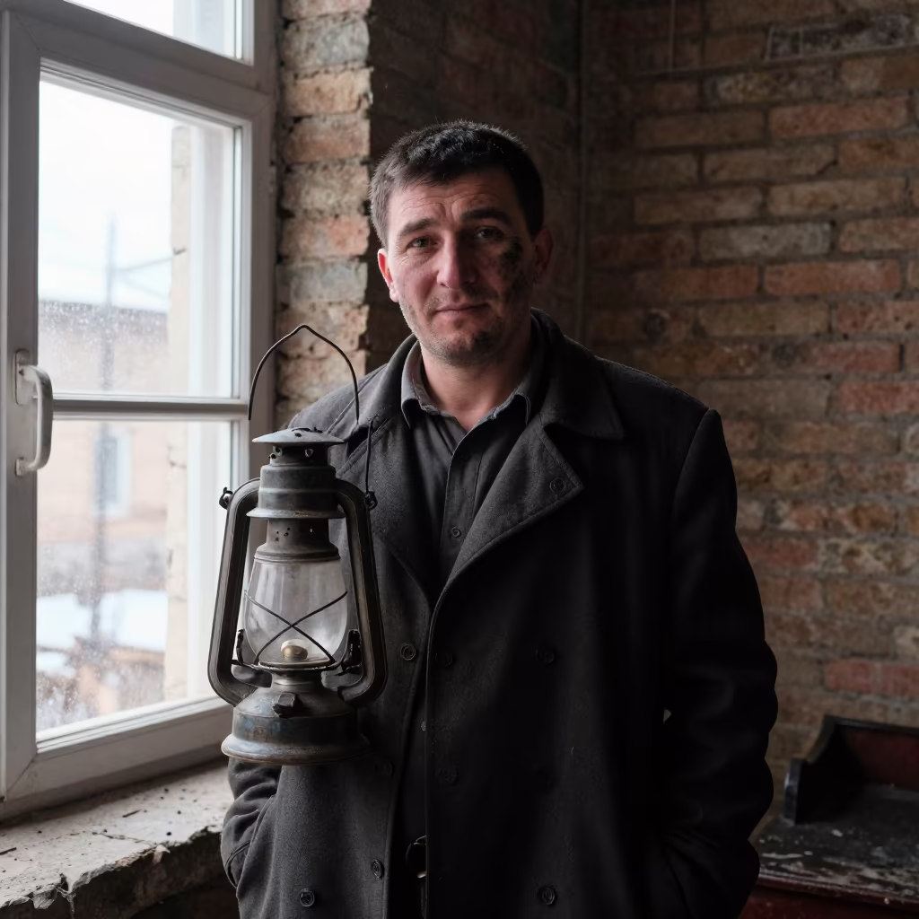 Soot Streaked Miner Portrait Tashkent in in the old quarter in Tashkent
