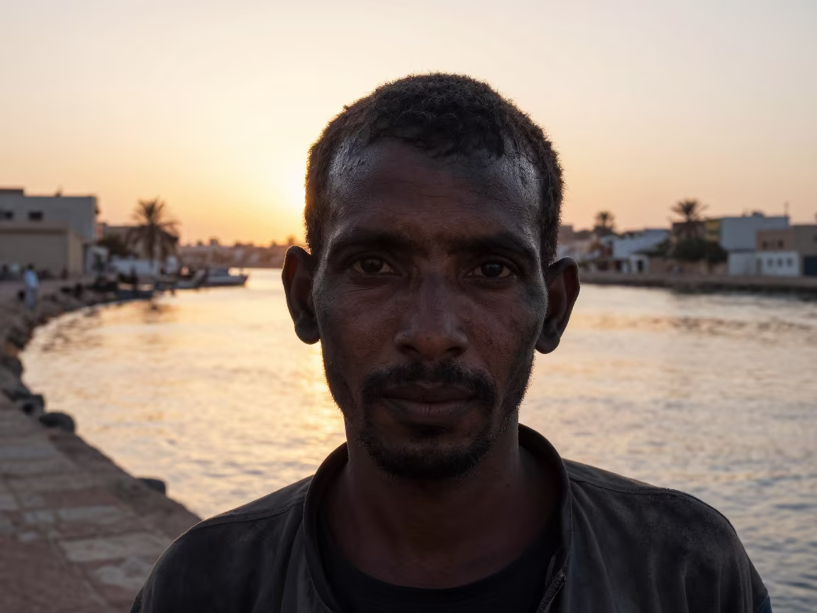 Sooted Charcoal Burner Sunset Portrait Sidi Bel Abbès in beside a canal in Sidi Bel Abbès