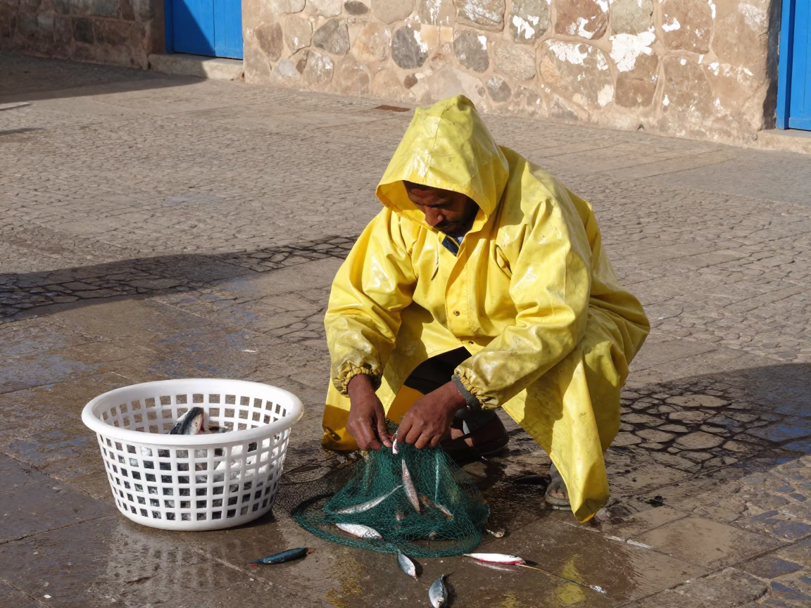 Sorting Catch in Essaouira in in Essaouira, Morocco