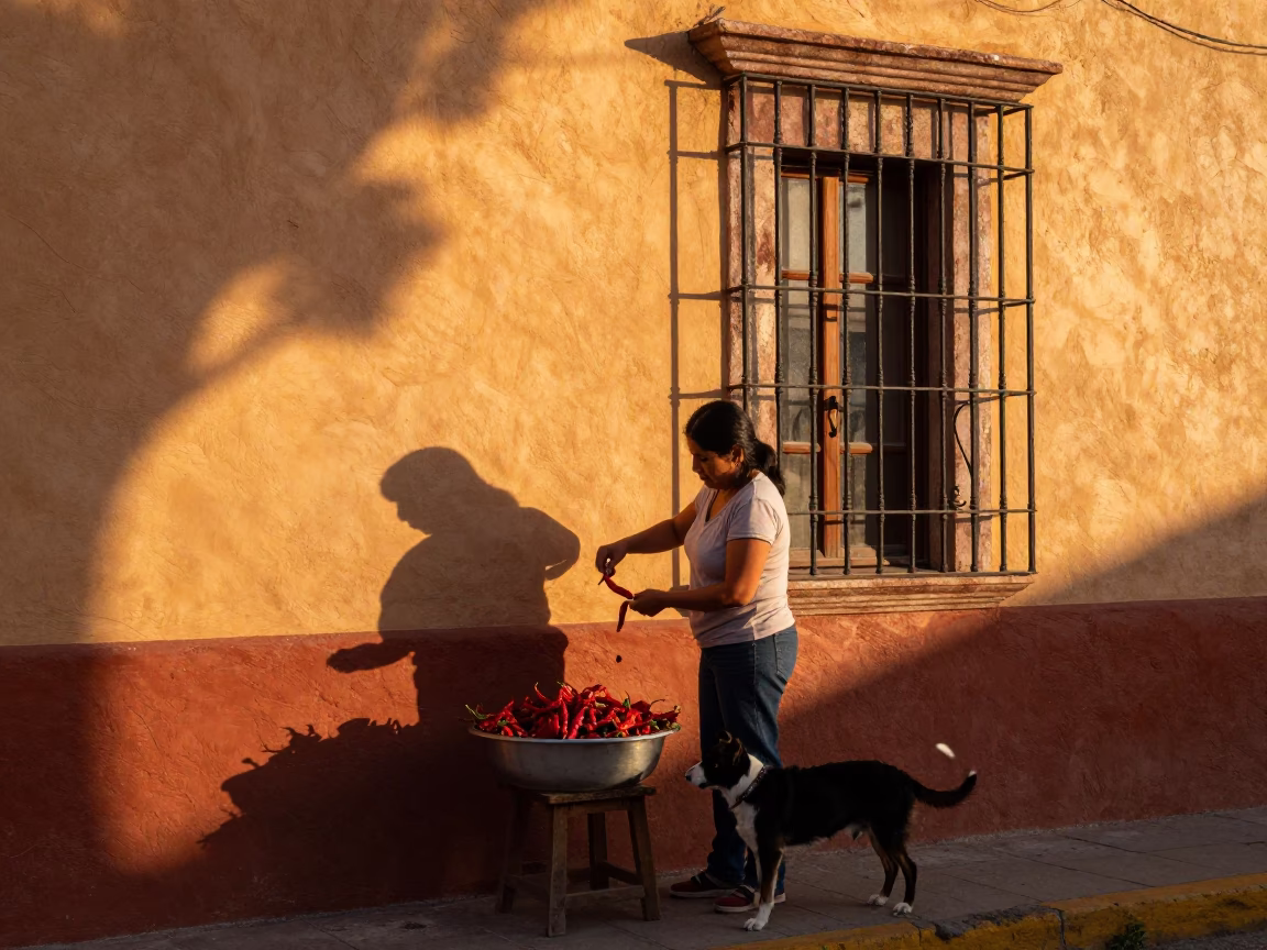 Sorting Chilies in Guadalajara in in Guadalajara, Mexico