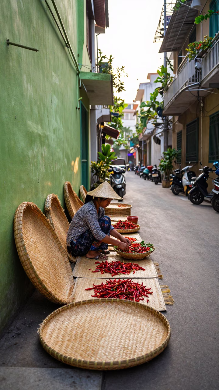 Sorting Chilies in Hanoi in in Hanoi, Vietnam