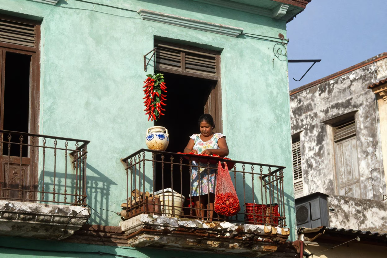 Sorting Chilies in Havana in in Havana, Cuba