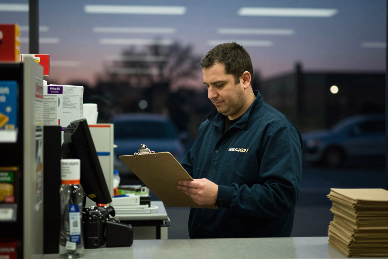 Sorting Clipboard in Chicago at The Still Hours Before Dawn Light in in Chicago, Illinois, United States