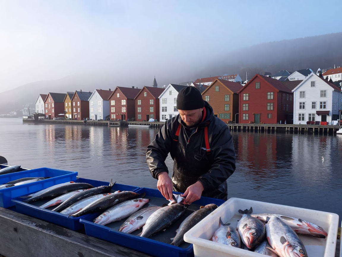 Sorting Cod in Bergen in in Bergen, Norway
