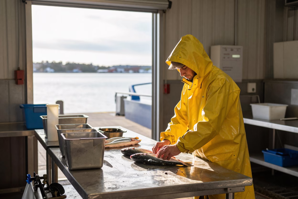 Sorting Fish in Halifax in in Halifax, Nova Scotia, Canada