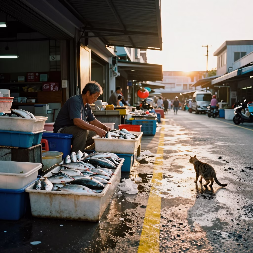 Sorting Fish in Kaohsiung in in Kaohsiung, Taiwan
