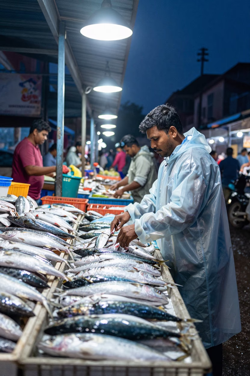 Sorting Fish in Kochi in in Kochi, India