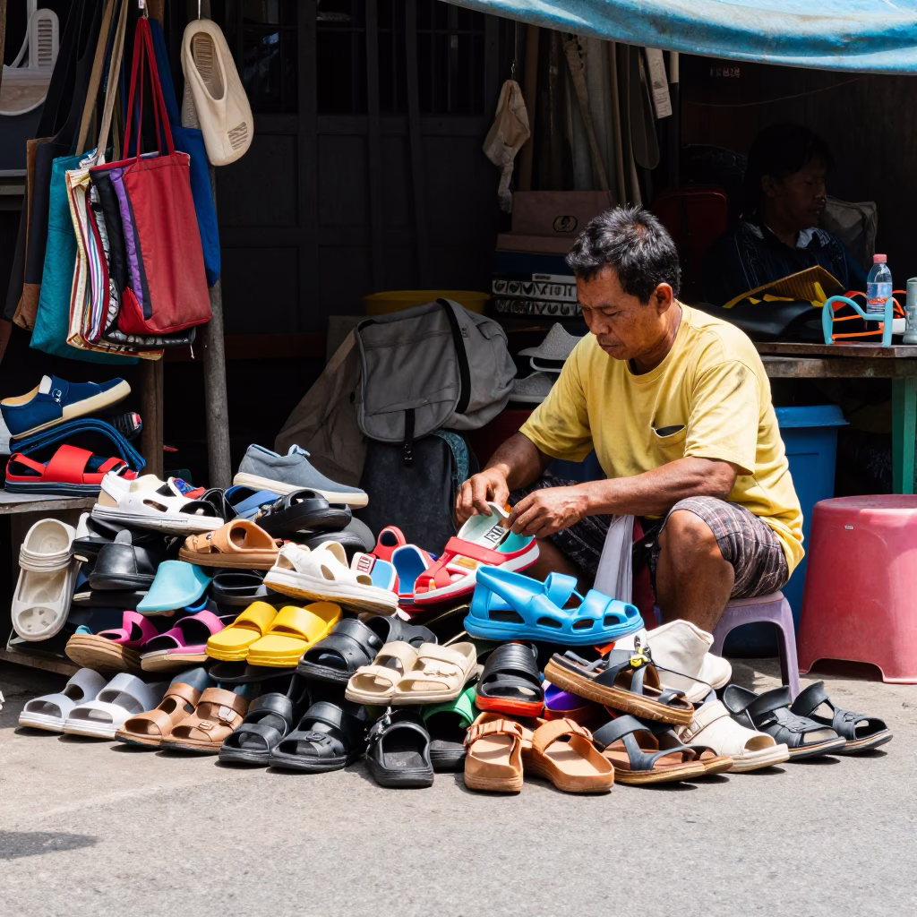 Sorting Footwear in Phuket in in Phuket, Thailand
